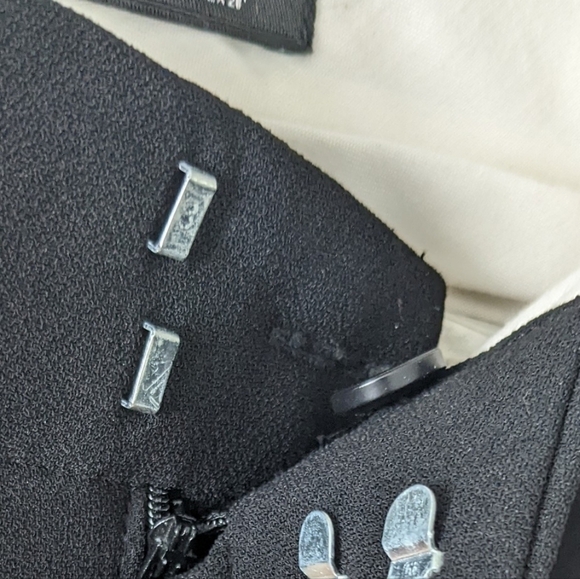 ZARA wide leg pants black with white stich details size Medium 2023/878 T3 - Picture 7 of 11